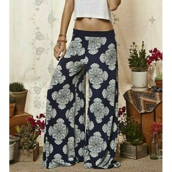 Tigerlily Pants - Tigerlily Blue Indigo Wide Leg Printed Pants